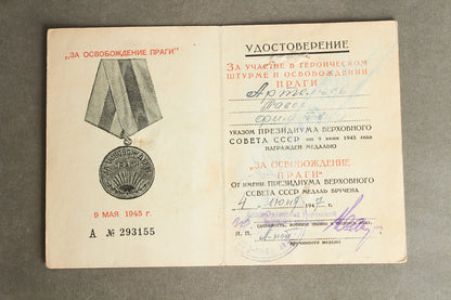 WW2 Russisk Medalje Urkunde fra 1947. Original.