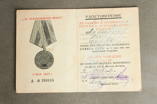 WW2 Russisk Medalje Urkunde fra 1947. Original.