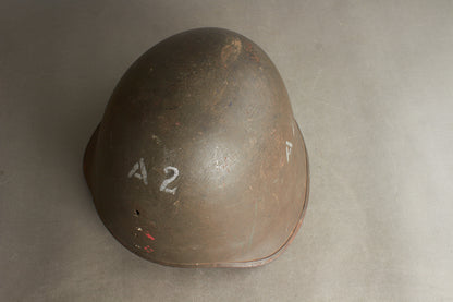 WW2 Dansk Frihedskæmper Hjelm "AMPA" (Amager) "A2" (A-Kompagni, Afsnit 2). Sjælden! Original.
