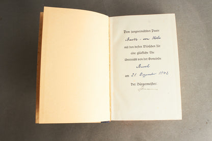 WW2 Tysk Mein Kampf i Bryllupsudgave. Med hilsen fra Borgmesteren. Sjælden. Original.