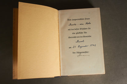 WW2 Tysk Mein Kampf i Bryllupsudgave. Med hilsen fra Borgmesteren. Sjælden. Original.