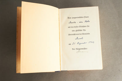 WW2 Tysk Mein Kampf i Bryllupsudgave. Med hilsen fra Borgmesteren. Sjælden. Original.