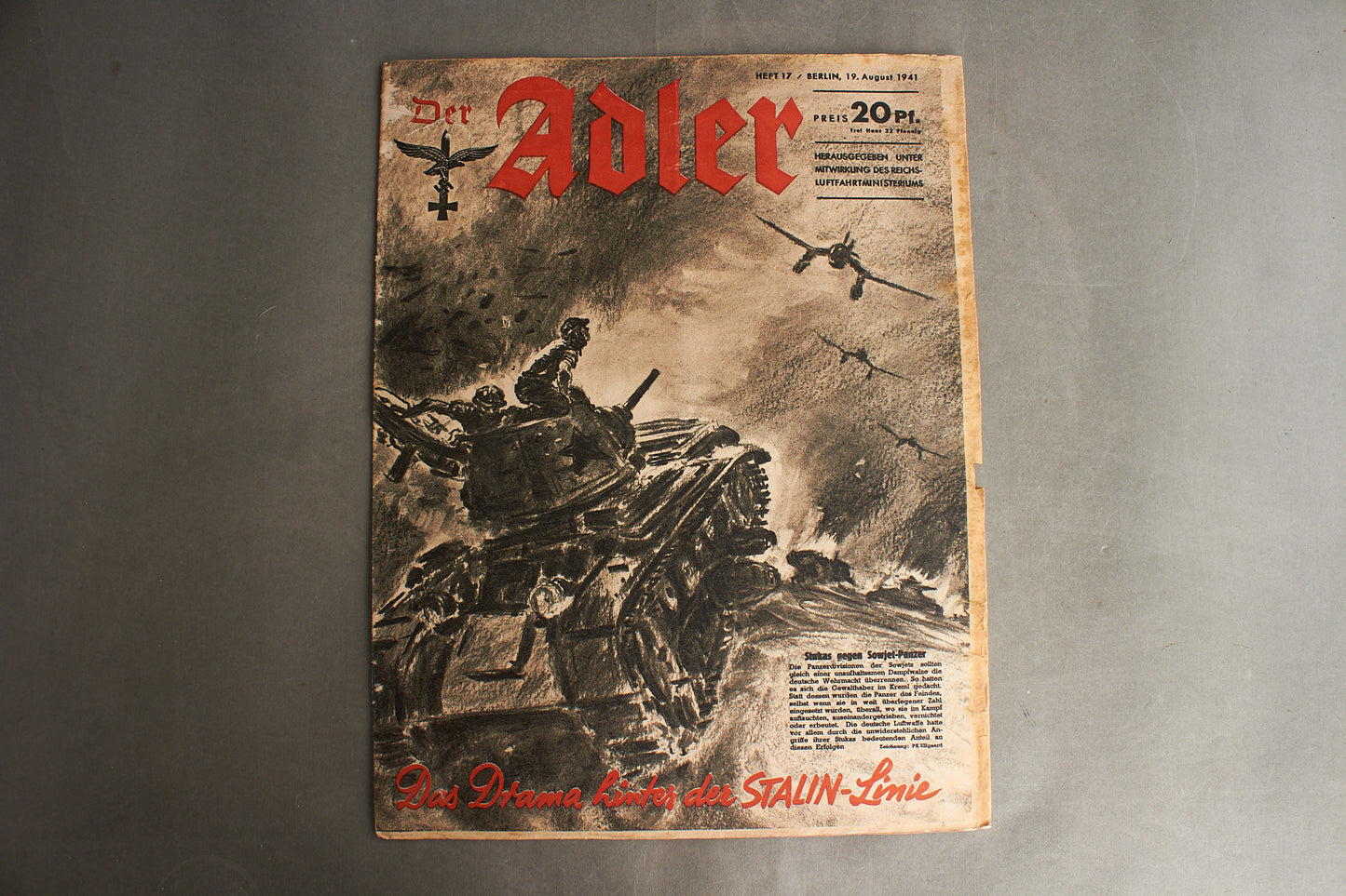 WW2 Tysk Luftwaffe "Der Adler" Blad. Original.