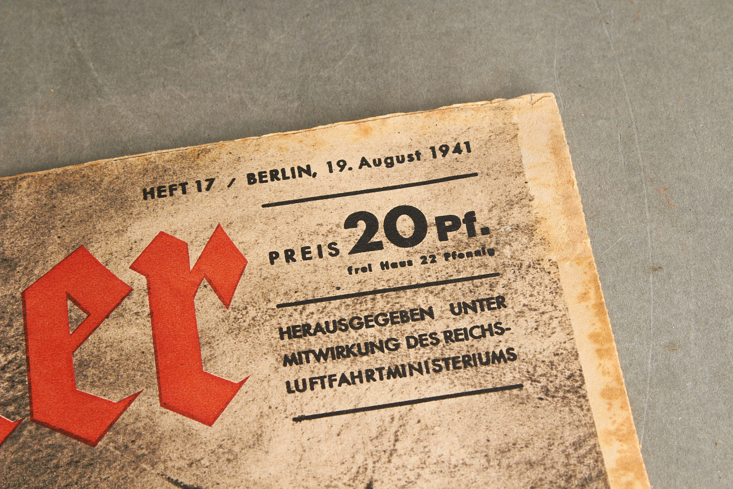 WW2 Tysk Luftwaffe "Der Adler" Blad. Original.