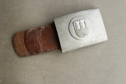 WW2 Tysk "Feuerschutzpolizei" i Hamborg Bæltespænde. Med fremstiller og 1938. Original.