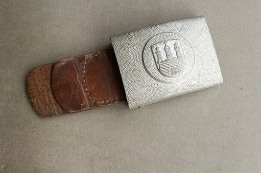 WW2 Tysk "Feuerschutzpolizei" i Hamborg Bæltespænde. Med fremstiller og 1938. Original.