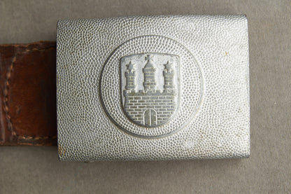 WW2 Tysk "Feuerschutzpolizei" i Hamborg Bæltespænde. Med fremstiller og 1938. Original.