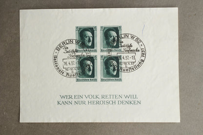 WW2 Tysk "AH" Frimærker på ark. Original.