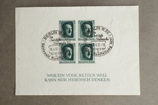 WW2 Tysk "AH" Frimærker på ark. Original.