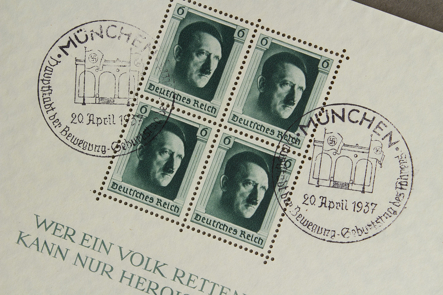 WW2 Tysk "AH" Frimærker på ark. Original.