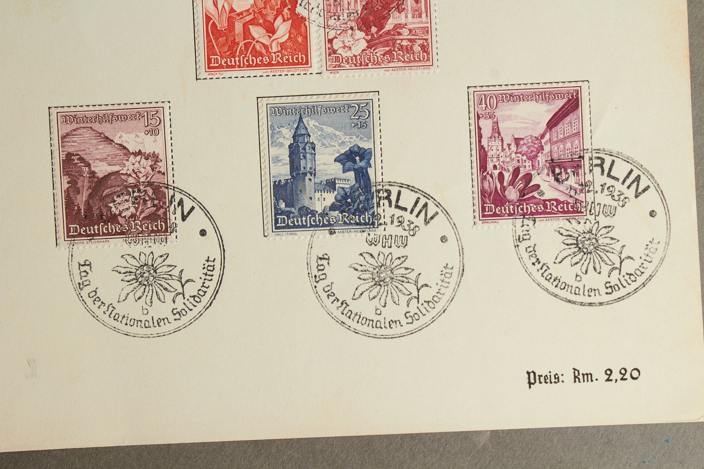 WW2 Tysk WHW Frimærker på samler-ark. Original.