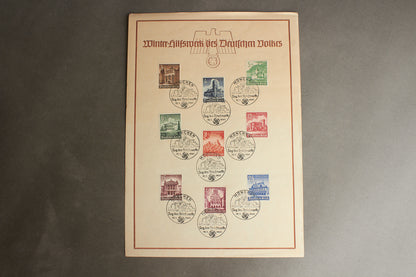 WW2 Tysk WHW Frimærker på samler-ark. Original.