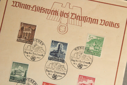 WW2 Tysk WHW Frimærker på samler-ark. Original.