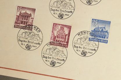 WW2 Tysk WHW Frimærker på samler-ark. Original.