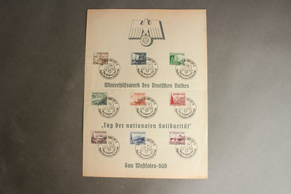 WW2 Tysk WHW Frimærker på samler-ark. Original.