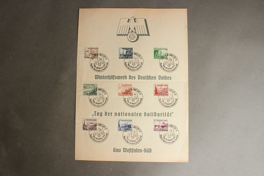 WW2 Tysk WHW Frimærker på samler-ark. Original.