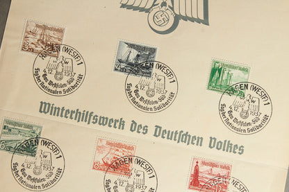 WW2 Tysk WHW Frimærker på samler-ark. Original.