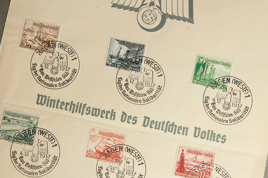 WW2 Tysk WHW Frimærker på samler-ark. Original.