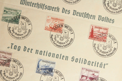 WW2 Tysk WHW Frimærker på samler-ark. Original.