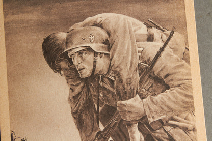 WW2 Tysk NSDAP/Wehrmacht Postkort. Frankeret med "præget" frimærke og stemplet. En af de bedre. Original.