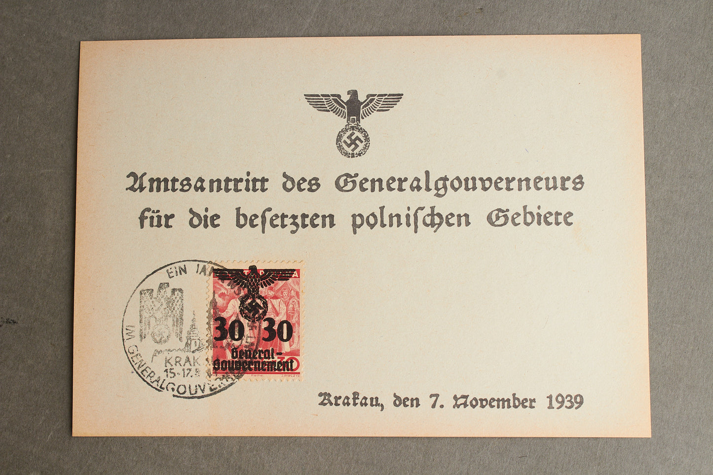 WW2 Tysk NSDAP Frimærke/postkort i anledning af Polens besættelse. Ses ikke tit. Original.