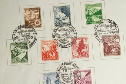 WW2 Tysk WHW Frimærker på samler-ark. Original.