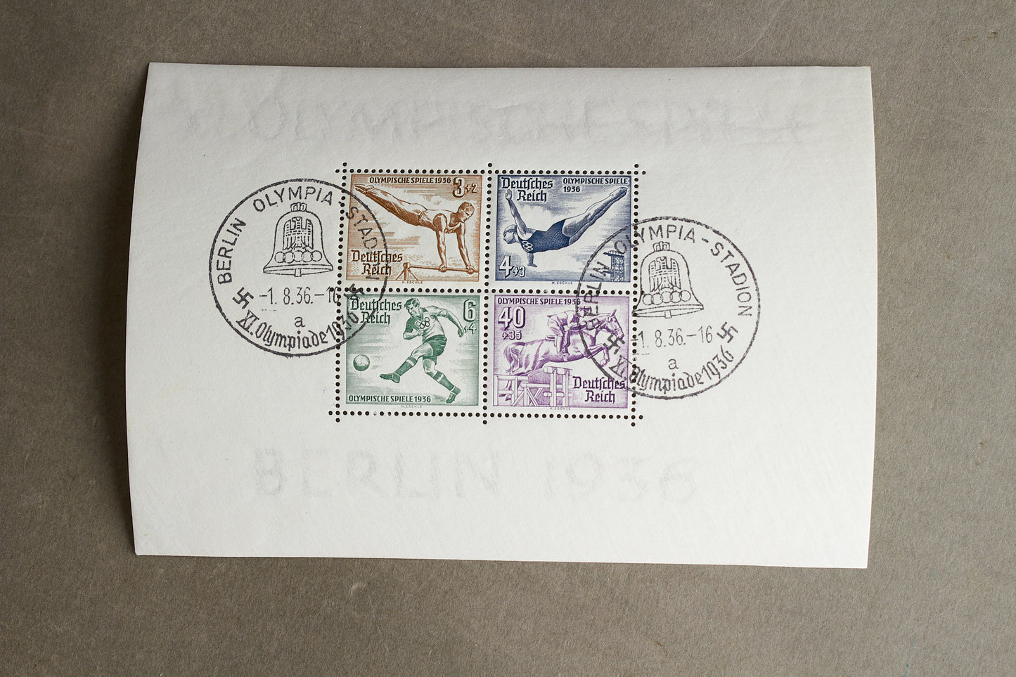 WW2 Tysk Olympiaden 1936 Frimærker på ark. Original.