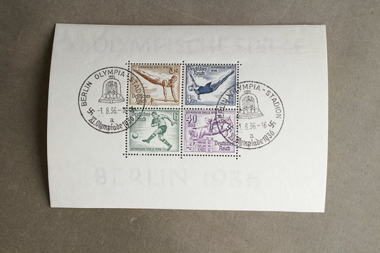 WW2 Tysk Olympiaden 1936 Frimærker på ark. Original.