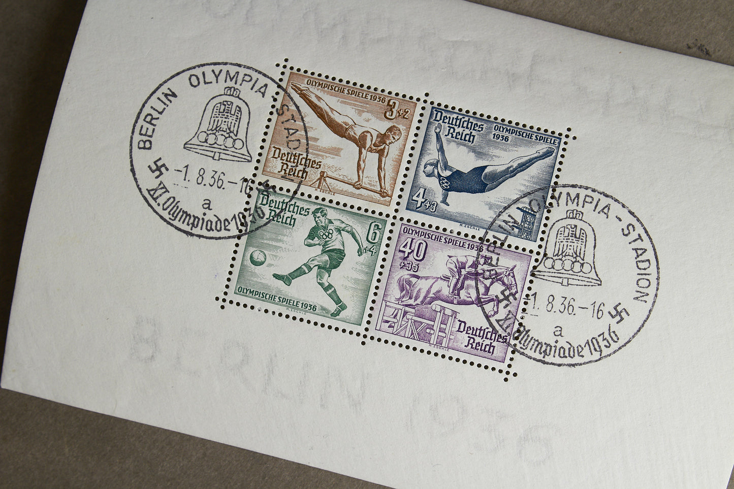 WW2 Tysk Olympiaden 1936 Frimærker på ark. Original.