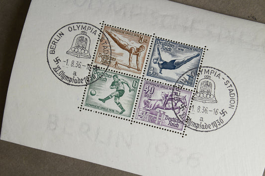 WW2 Tysk Olympiaden 1936 Frimærker på ark. Original.