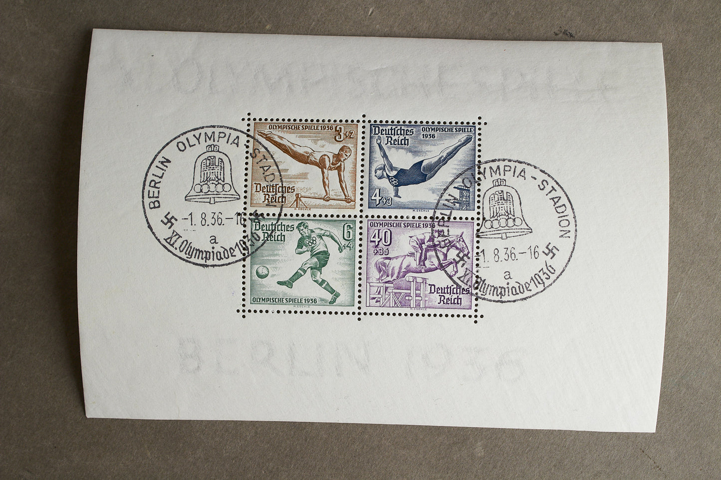 WW2 Tysk Olympiaden 1936 Frimærker på ark. Original.