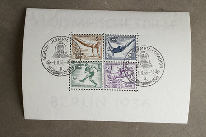 WW2 Tysk Olympiaden 1936 Frimærker på ark. Original.