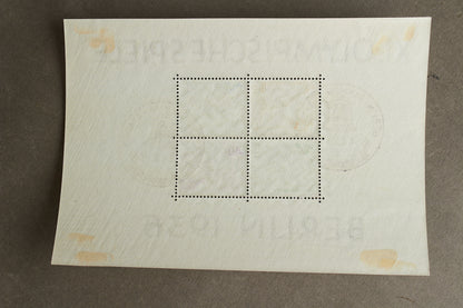 WW2 Tysk Olympiaden 1936 Frimærker på ark. Original.