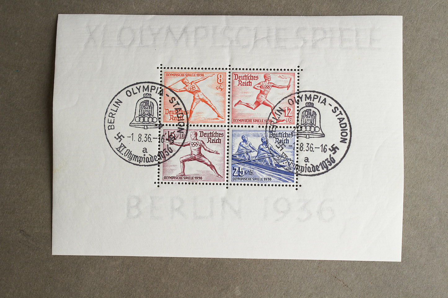 WW2 Tysk Olympiaden 1936 Frimærker på ark. Original.