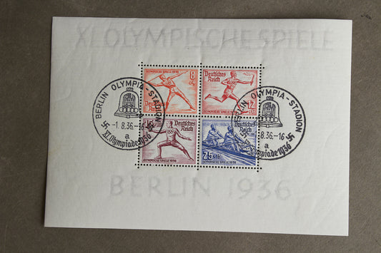 WW2 Tysk Olympiaden 1936 Frimærker på ark. Original.