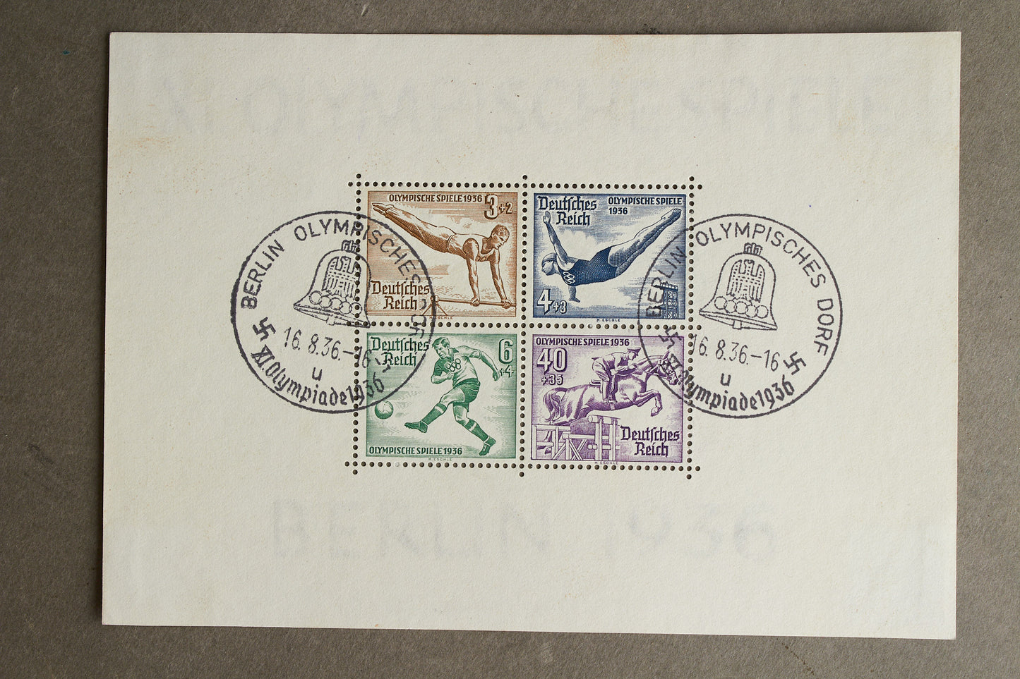 WW2 Tysk Olympiaden 1936 Frimærker på ark. Original.