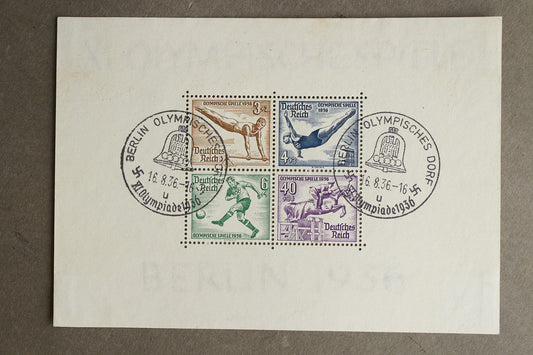 WW2 Tysk Olympiaden 1936 Frimærker på ark. Original.