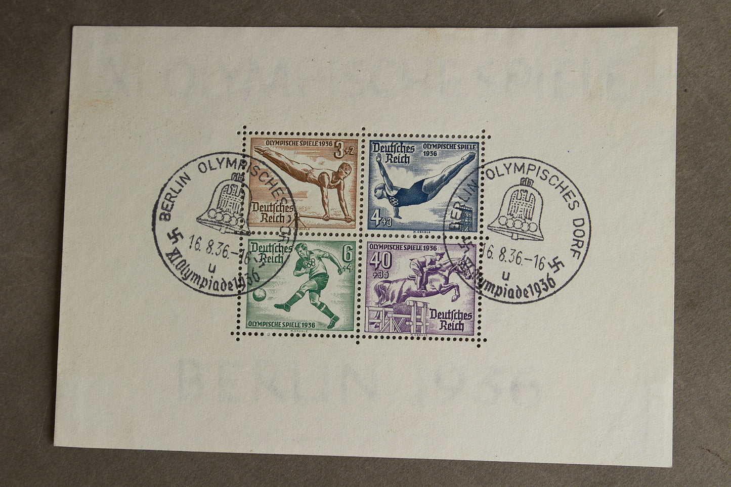 WW2 Tysk Olympiaden 1936 Frimærker på ark. Original.