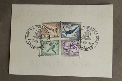WW2 Tysk Olympiaden 1936 Frimærker på ark. Original.