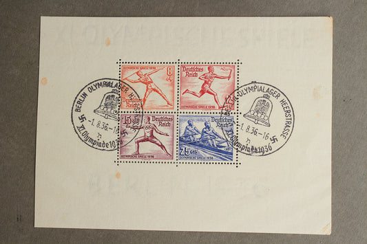 WW2 Tysk Olympiaden 1936 Frimærker på ark. Original.