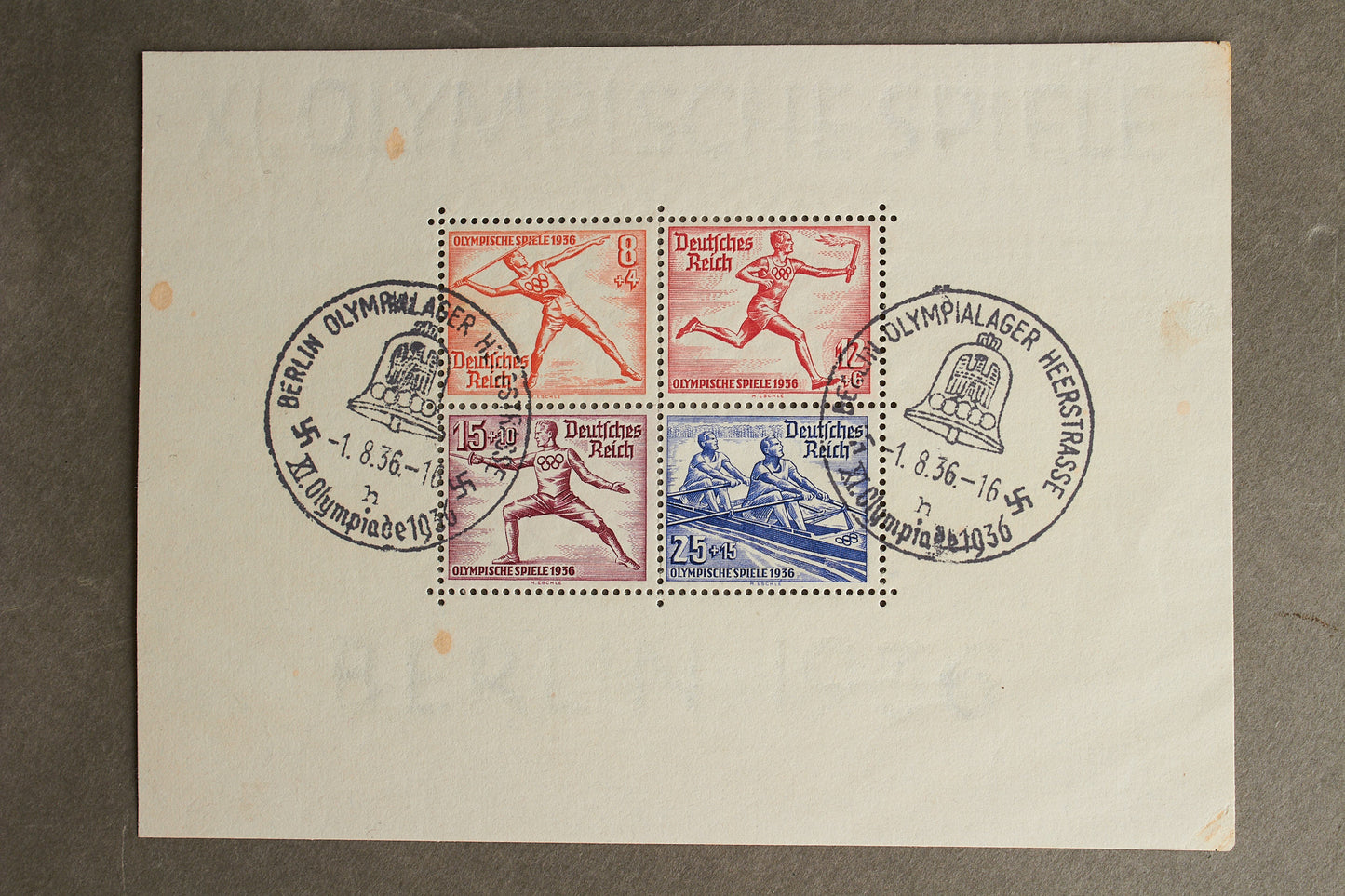 WW2 Tysk Olympiaden 1936 Frimærker på ark. Original.