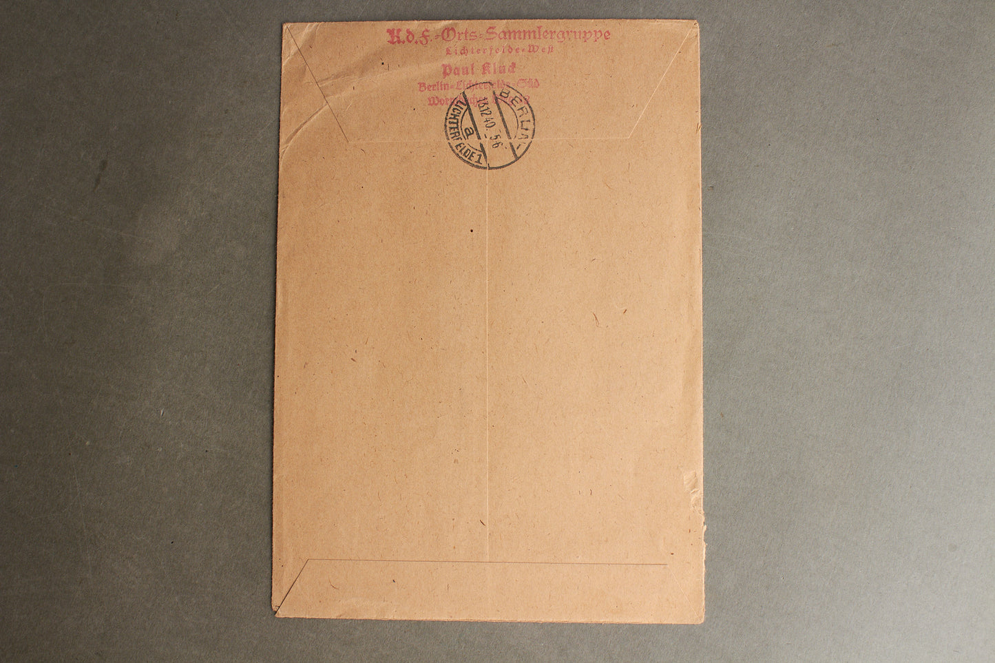 WW2 Tysk Stor "KdF" (Kraft durch Freude) kuvert med næsten alle Hindenburg frimærker og hagekors-stempler fra Strassburg. Ses ikke tit. Original.