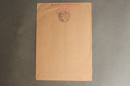 WW2 Tysk Stor "KdF" (Kraft durch Freude) kuvert med næsten alle Hindenburg frimærker og hagekors-stempler fra Strassburg. Ses ikke tit. Original.