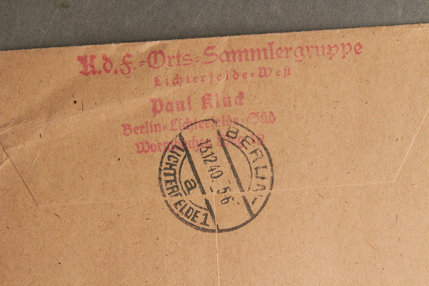 WW2 Tysk Stor "KdF" (Kraft durch Freude) kuvert med næsten alle Hindenburg frimærker og hagekors-stempler fra Strassburg. Ses ikke tit. Original.