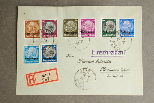 WW2 Tysk Konvolut med næsten alle Hindenburg frimærker. Ses ikke tit. Original.