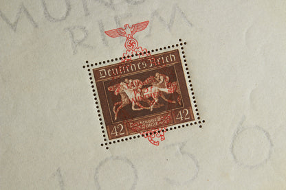 WW2 Tysk SA/NSDAP Frimærke på ark. Sjælden. Original.