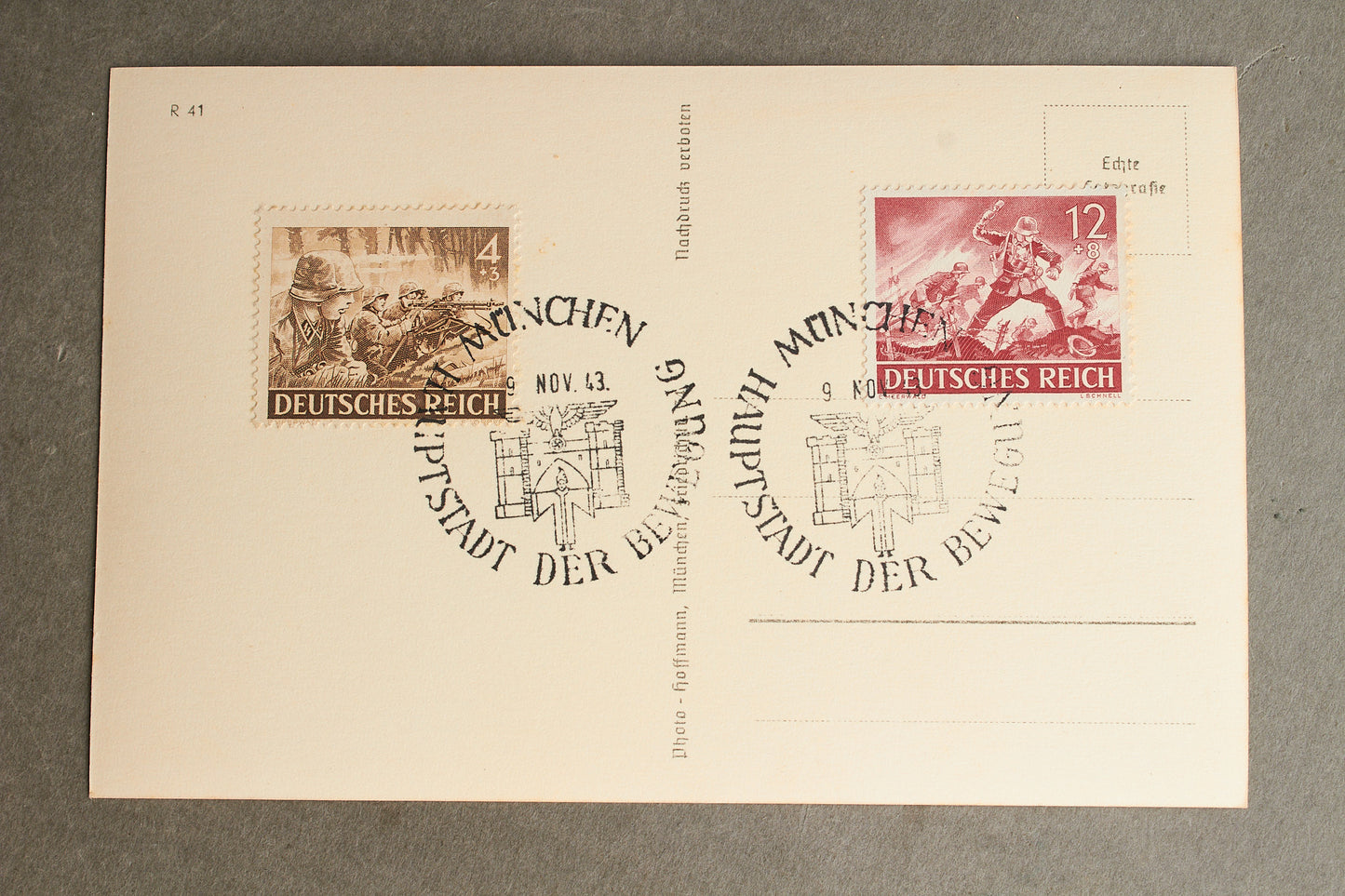 WW2 Postkort med Ridderkors modtager. Med Waffen-SS frimærker. Original.