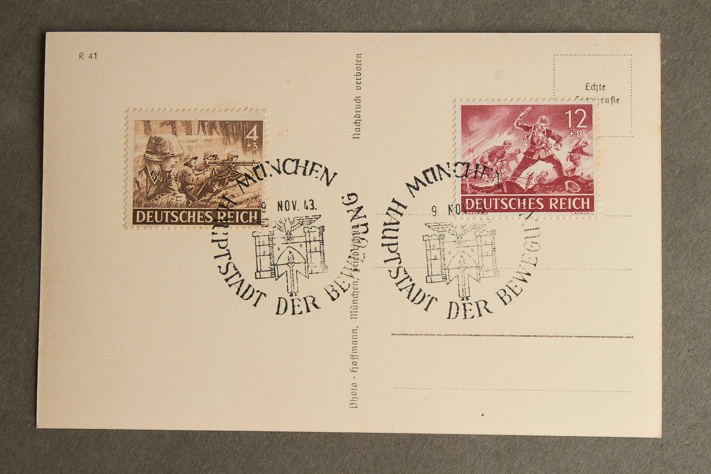 WW2 Postkort med Ridderkors modtager. Med Waffen-SS frimærker. Original.