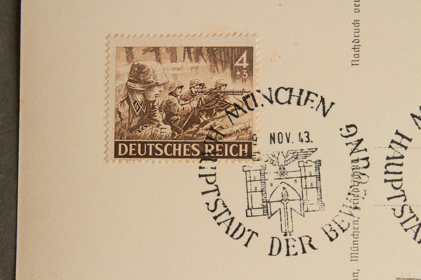 WW2 Postkort med Ridderkors modtager. Med Waffen-SS frimærker. Original.