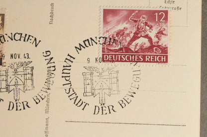 WW2 Postkort med Ridderkors modtager. Med Waffen-SS frimærker. Original.